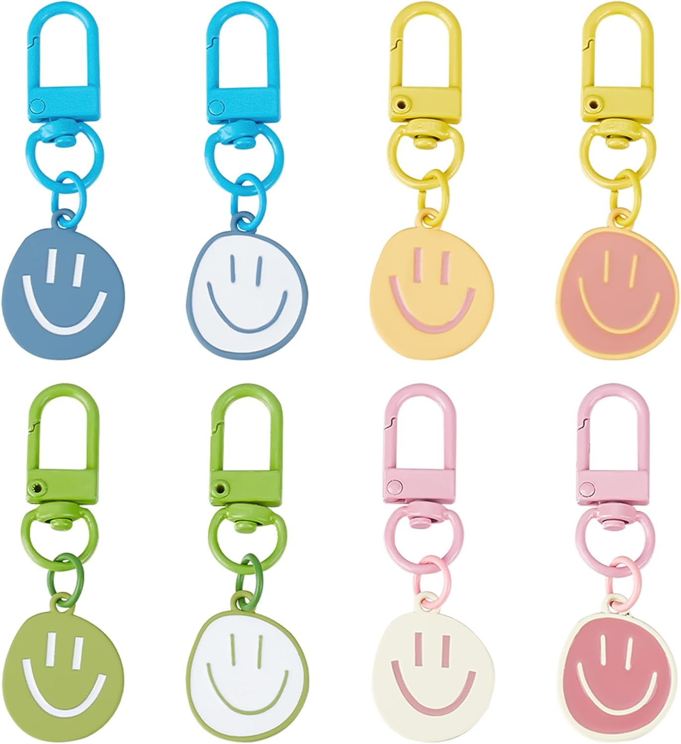 8Pcs Key Chain Face Keychains Cute Expression Keychain Enamel Face ...