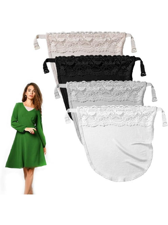 8Pcs Ladies Lace Clip On Chest Cover Insert, Invisible Low Neck Modesty Panel, Stylish Lace Coverage Liner for Women Daily Outfit
