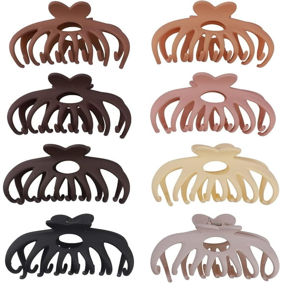 8Pcs Large Hair Clips,Strong Hold Matte Hair Claw Clips for Thick Hair Thin Hair Long Hair,Vintage Nonslip Jaw Clips,4 Acrylic Hair Clamps,4 Rectangle Claw Clips for Women & Girls