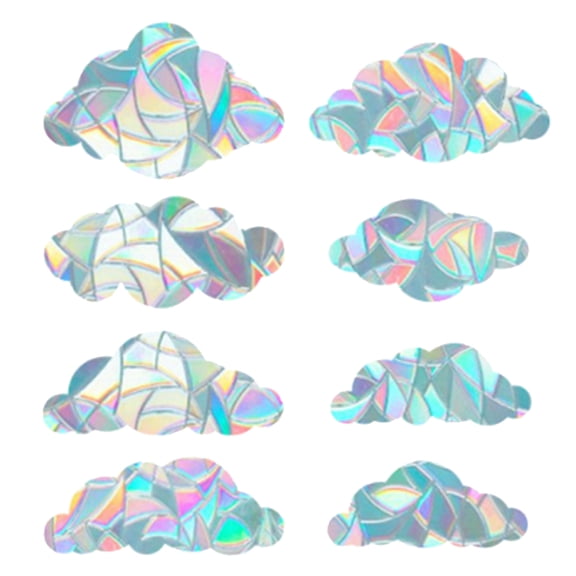 8Pcs Large Rainbow Window Clings 3D Decorative Window Film Cloud Shape Anti-Collision Stickers Door Static Cling for Kitchen Dining Room Bedroom DIY