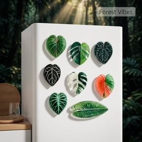 8Pcs Plant Refrigerator Magnets, Leaf Shape Strong Magnetic for Fridge, Dishwasher, Chalkboard, Whiteboard & Kitchen, Plant Themed Decor
