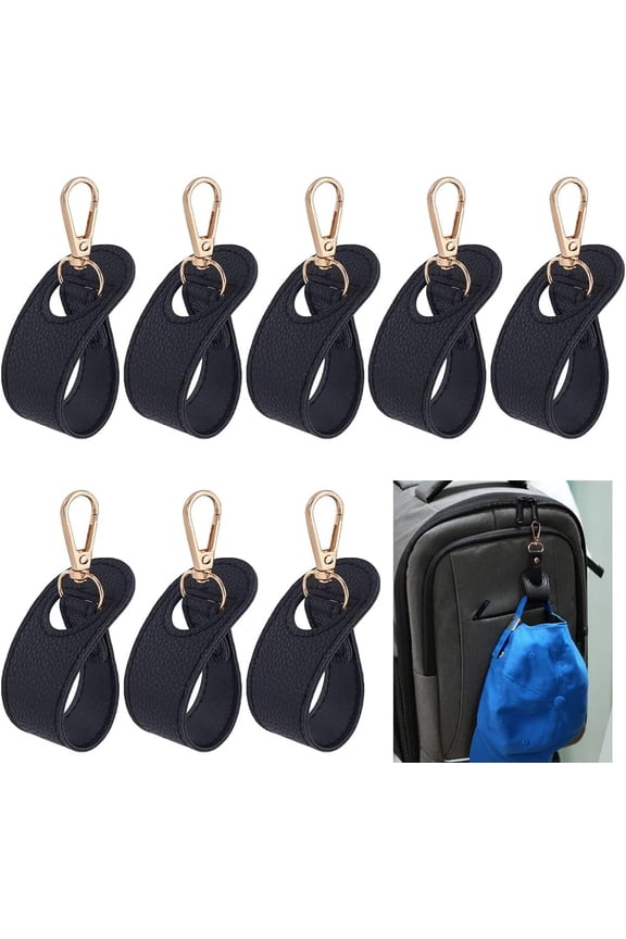 8Pcs Leather Hat Clips Hands Free Hat Clips with Lobster Clasp Hats Storage Hook Clip on Holder Strap for Outdoor