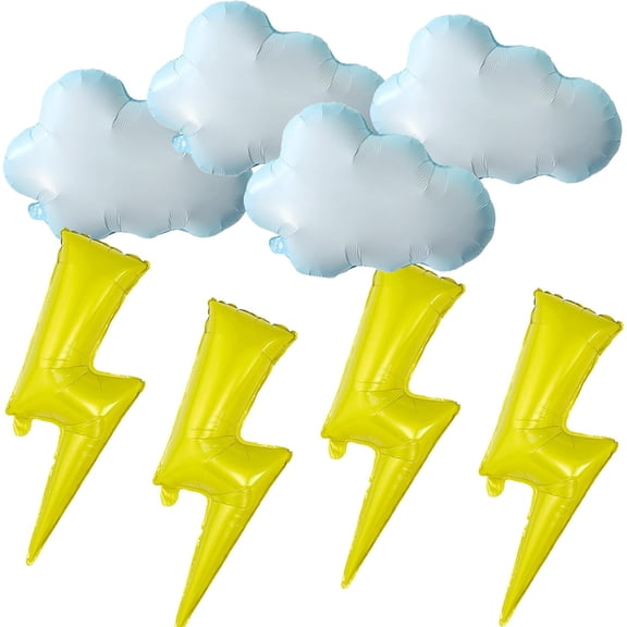 8Pcs Lightning Bolt Party Balloons White Cloud Foil Balloons Flash Foil Party Balloons for Birthday Baby Shower Party Decorations Supplies