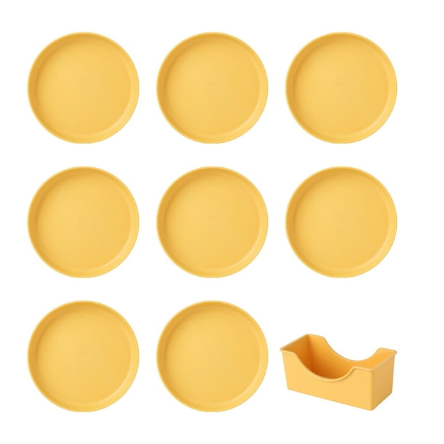 8Pcs Lightweight Plastic Plates Unbreakable Reusable Dinner Plates Dishwasher Safe Colorful Plates for Kitchen Everyday Camping Plates-Yellow,Round