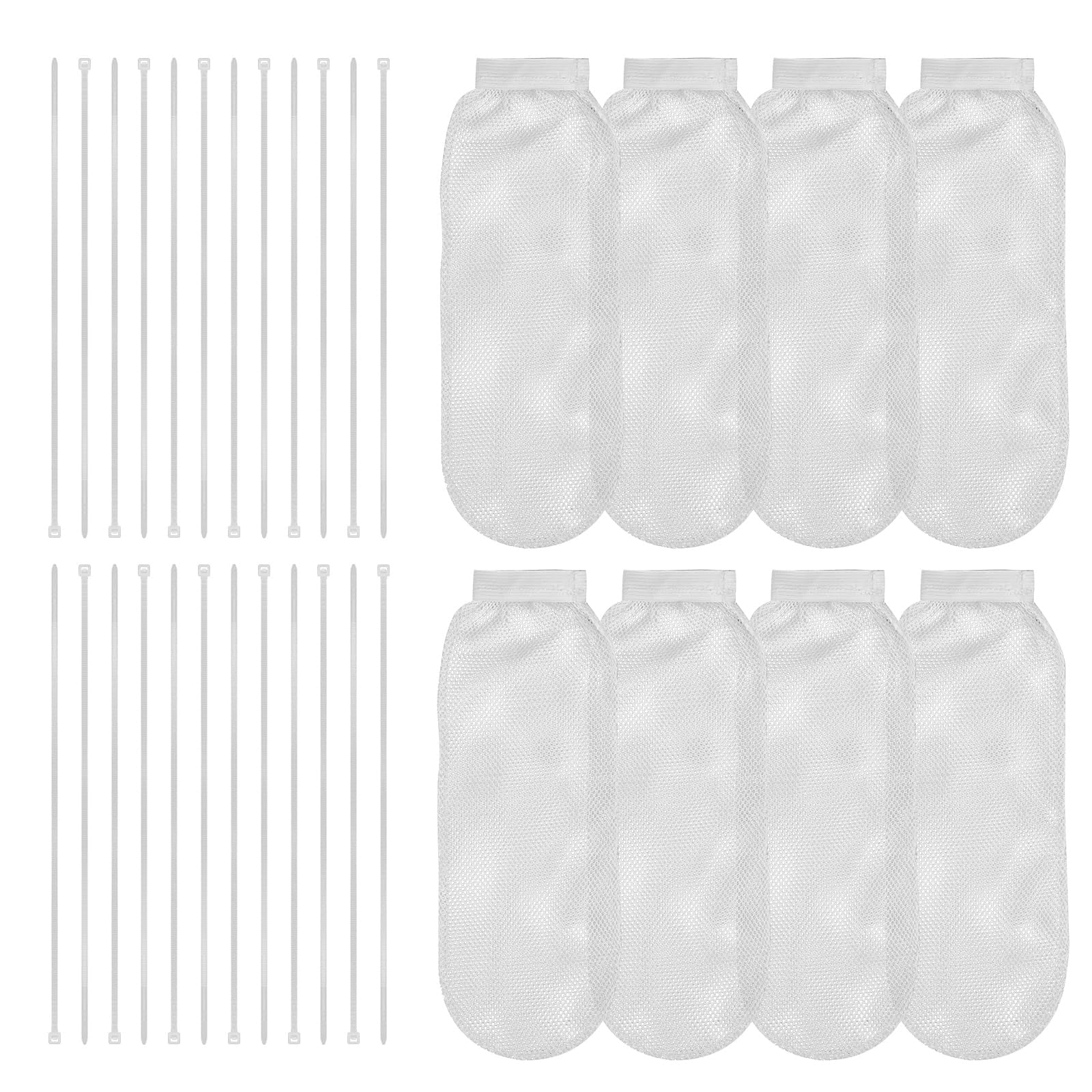 8Pcs Lint Traps for Washing Machine Hose and 24Pcs Cable Ties Set Laundry Lint Catcher Nylon