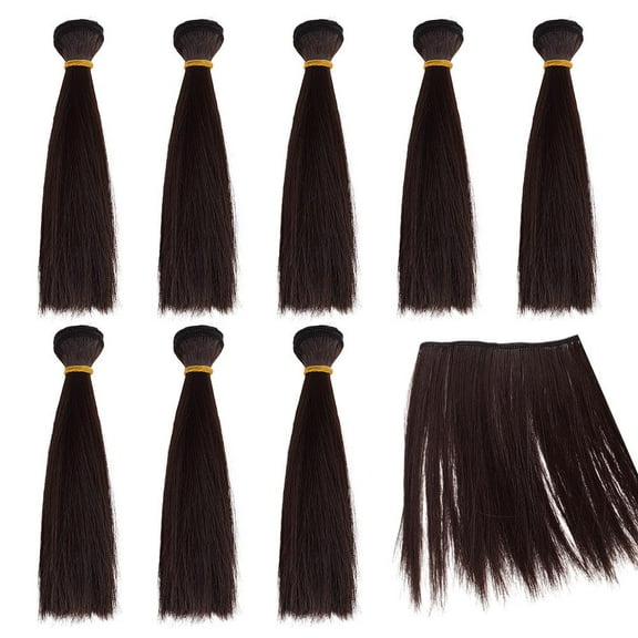8Pcs Long Straight Wigs Black Wig Hair Replacement Wigs for Making Arts Supplies DIY Hair CraftsBlack