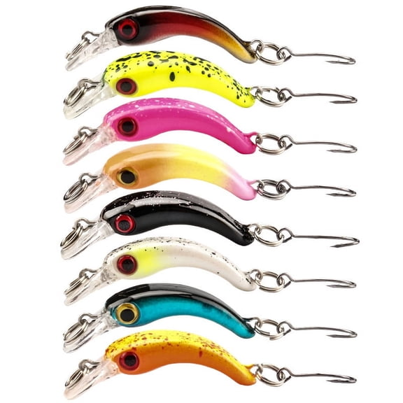 8Pcs/Lot Minnow Road Runner Set 1.5g Micro BaitMini-Bow Single Hook Fake BaitMilfoil Rock SpinnerbaitNewbie Fishing Essentials