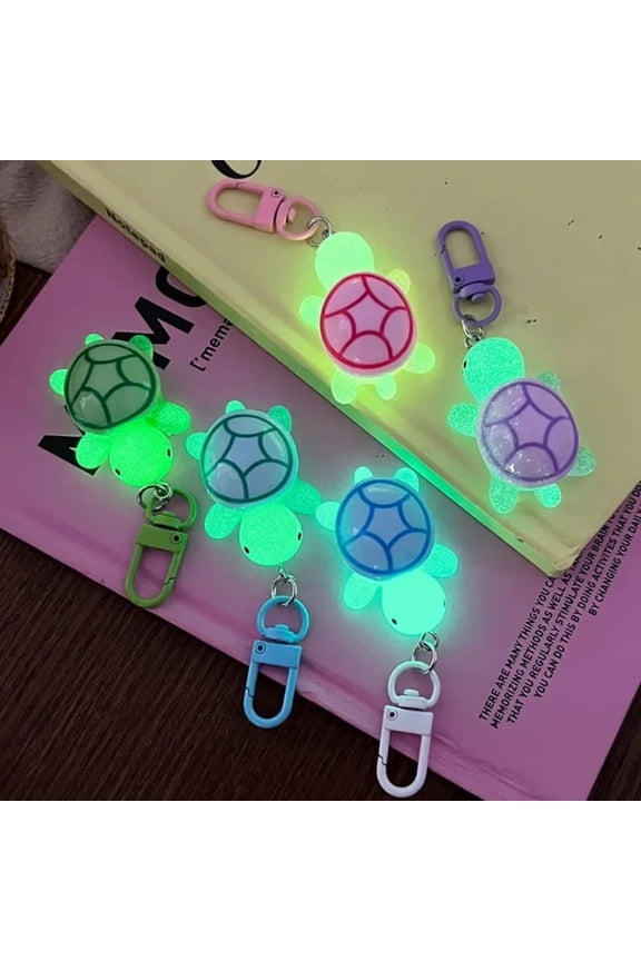 8Pcs Luminous Turtle Keychains, Glow-in-the-Dark Resin Sea Animal Key Rings, Cute Colorful Bag Pendants for Kids, Teens, Adults