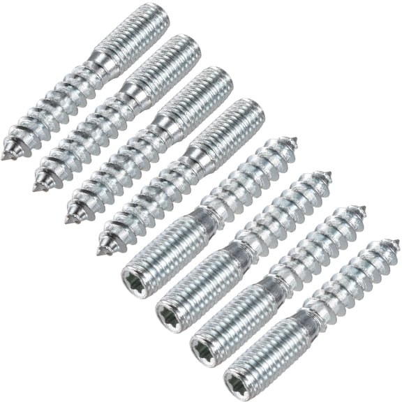 8Pcs M8 50mm Length Hanger Bolt Double Headed Metal Bolt Self-Tapping Screw
