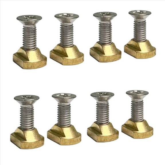 8Pcs M8 Hydrofoil Mounting Brass T-Nuts for Surfing All Tracks Outdoors Accessories Gold