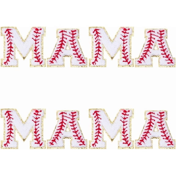8Pcs Mama Baseball Iron-On Patches Mama Letters Sew-On Patches Softball Embroidered Patch Personalized Repair Applique for Clothing Hat Shirt Bag Jacket Jeans Mothers Day Decor Red DIY