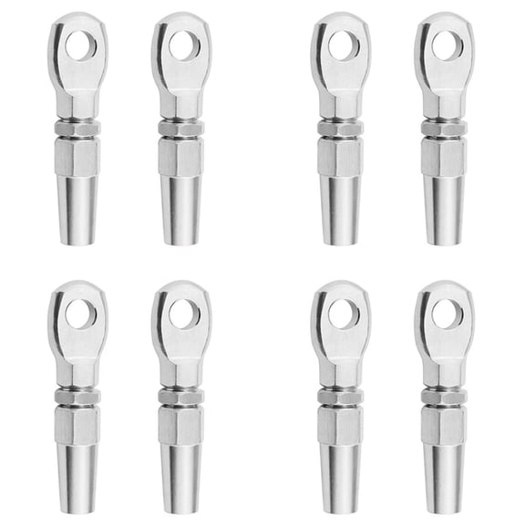 8Pcs Marine Grade 316 Stainless Steel Swageless Eye Terminal Wire Cable Rope Diy Fitting Rigging Hardware Balustrade Kit