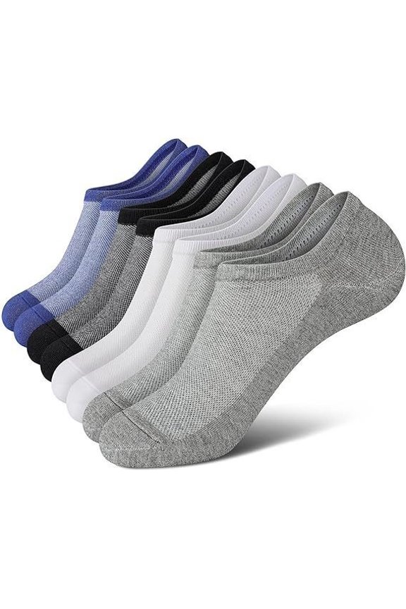 8Pcs Men Anti Slip No Show Invisible Socks, Breathable Mesh Thin Hidden Boat Liner Socks for Summer Daily Wear