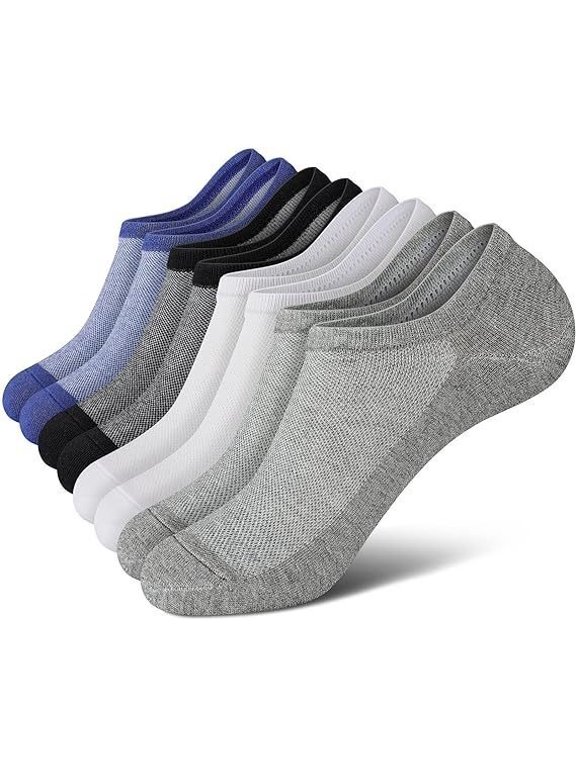 8Pcs Men Anti Slip No Show Invisible Socks, Breathable Mesh Thin Hidden Boat Liner Socks for Summer Daily Wear