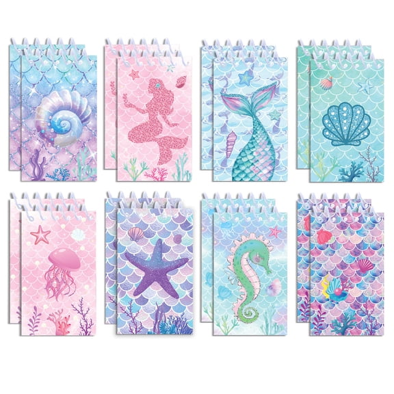 8Pcs Mermaid Coil Notebook Vertical Flip Portable Fine Flash Effect Diary Book Fish Scale Decoration Tearable Loose leaf Notebook