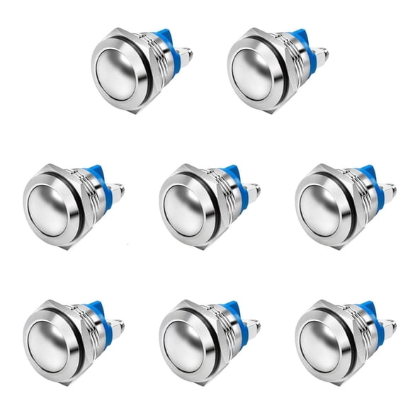 8Pcs Metal Push Button Switches Screw Terminals Car Engine Doorbell Power Switches 16mm Momentary Switches