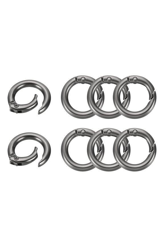 8Pcs Metal Spring O Ring, 24mm(0.9") Round Key Ring Clip Zinc Alloy Trigger Snap Hook Keychain Buckle for DIY Keychain Handbag Purses Dog Leashes, (Matte Gray)