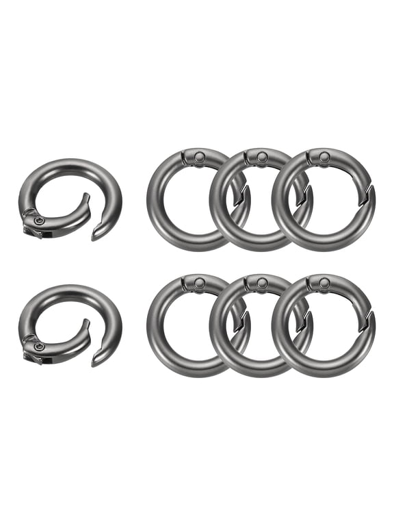 8Pcs Metal Spring O Ring, 24mm(0.9") Round Key Ring Clip Zinc Alloy Trigger Snap Hook Keychain Buckle for DIY Keychain Handbag Purses Dog Leashes, (Matte Gray)