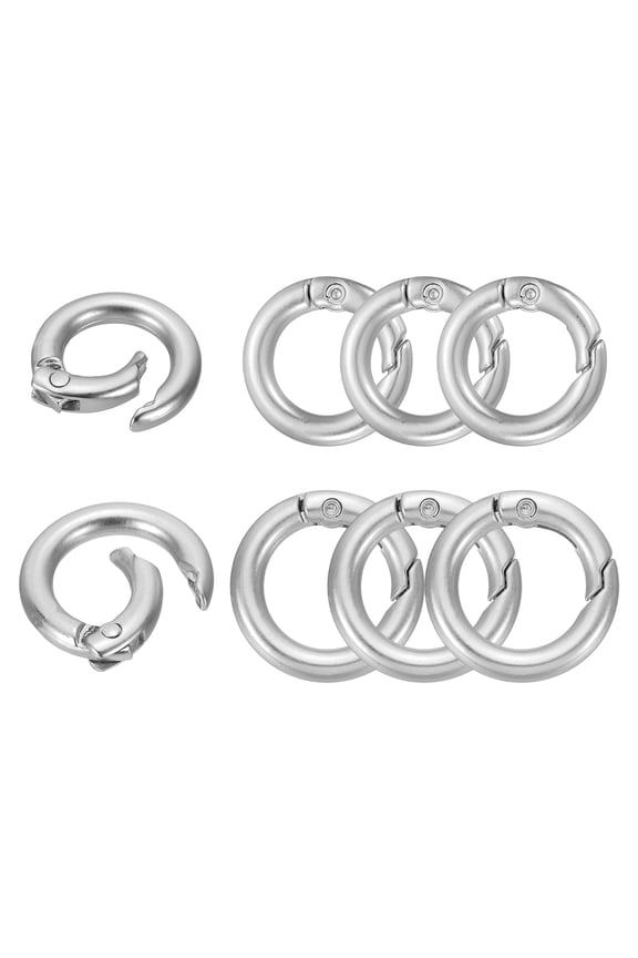 8Pcs Metal Spring O Rings, 0.8"/0.9" Round Key Ring Clip Zinc Alloy Trigger Snap Hook Keychain Buckle for DIY Keychain Handbag Purses Dog Leashes, (Matte Nickel)