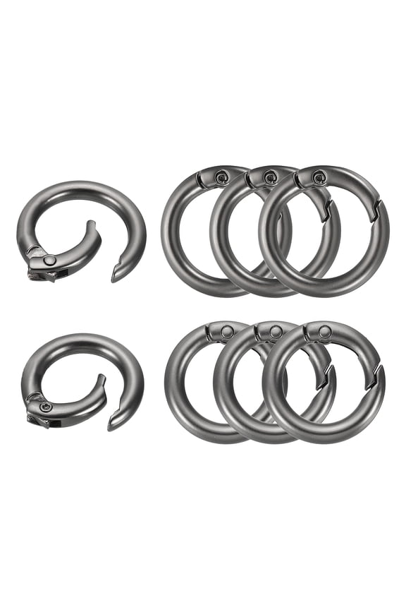 8Pcs Metal Spring O Rings, 0.9"/0.1" Round Key Ring Clip Zinc Alloy Trigger Snap Hook Keychain Buckle for DIY Keychain Handbag Purses Dog Leashes, (Matte Gray)