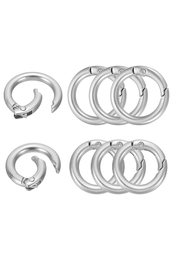 8Pcs Metal Spring O Rings, 0.9"/0.1" Round Key Ring Clip Zinc Alloy Trigger Snap Hook Keychain Buckle for DIY Keychain Handbag Purses Dog Leashes, (Matte Nickel)
