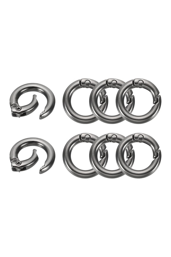 8Pcs Metal Spring O Rings, 20mm(0.8") Round Key Ring Clip Zinc Alloy Trigger Snap Hook Keychain Buckle for DIY Keychain Handbag Purses Dog Leash, (Matte Gray)