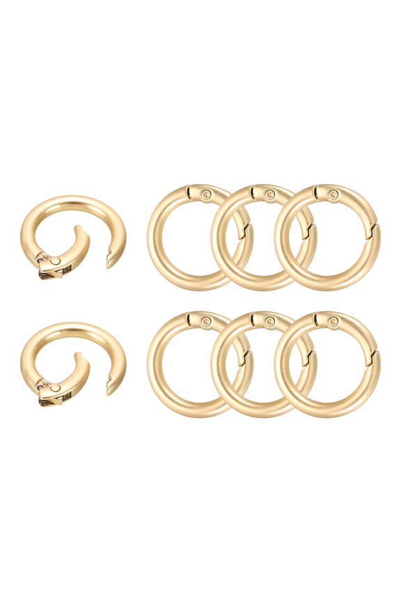 8Pcs Metal Spring O Rings, 26.8mm(1") Round Key Ring Clip Zinc Alloy Trigger Snap Hook Keychain Buckle for DIY Keychain Handbag Purses Dog Leashes, (Matte Gold)