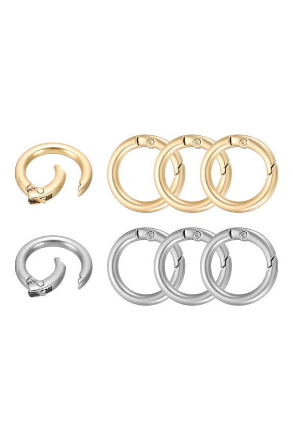 8Pcs Metal Spring O Rings, 26.8mm(1") Round Key Ring Clip Zinc Alloy Trigger Snap Hook Keychain Buckle for DIY Keychain Handbag Purses Dog Leashes, (Matte Nickel, Matte Gold)