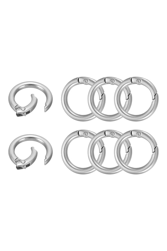 8Pcs Metal Spring O Rings, 26.8mm(1") Round Key Ring Clip Zinc Alloy Trigger Snap Hook Keychain Buckle for DIY Keychain Handbag Purses Dog Leashes, (Matte Nickel)