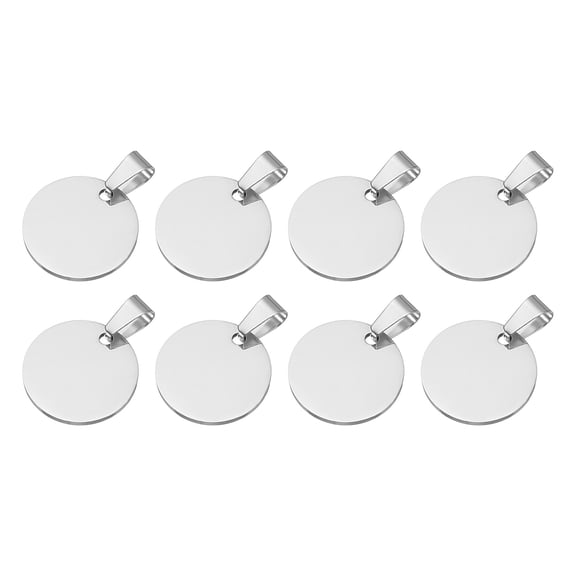 8Pcs Metal Stamping Blanks, 20mm Round Stamping Name Tags Stainless Steel Blanks Metal Plate with Hole for Laser Engraving Stamping, Silver Tone