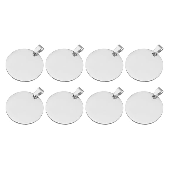 8Pcs Metal Stamping Blanks, 30mm Round Stamping Name Tags Stainless Steel Blanks Metal Plate with Hole for Laser Engraving Stamping, Silver Tone