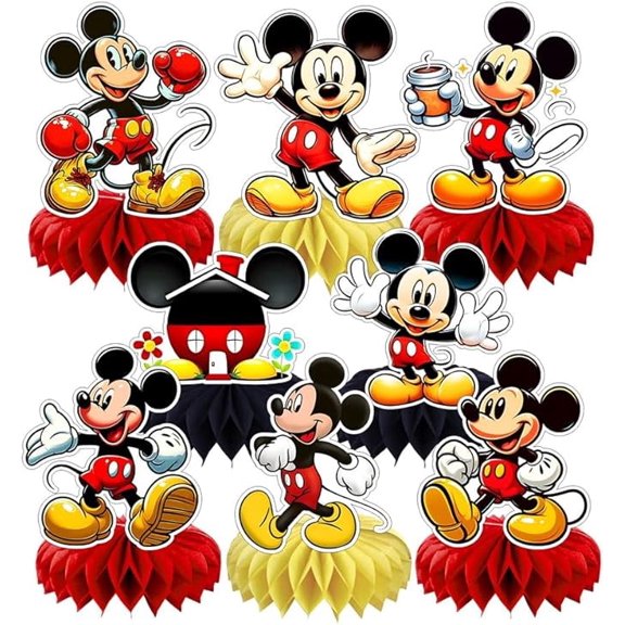 8Pcs Mickey Honeycomb Table Centerpiece, Mickey Birthday Party Supplies Table Decorations for Kids Party Decorations