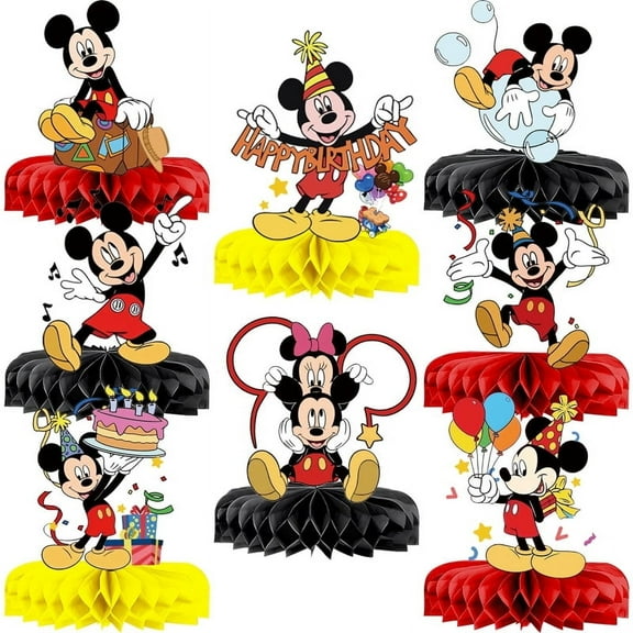 8Pcs Mr. Mouse Theme 3D Double Side Honeycomb Centerpieces Table Toppers,Cartoon Birthday Party Decorations Supplies for kids.