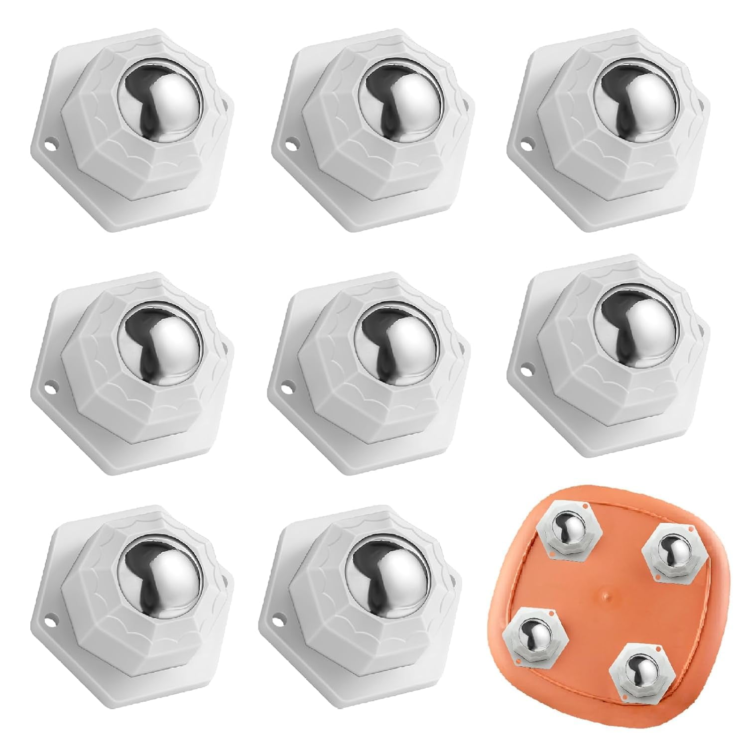 Trash Can Rotation Sheet 8Pcs Mini Caster Wheels, 360° Rotation Roller Wheels Self Adhesive ...