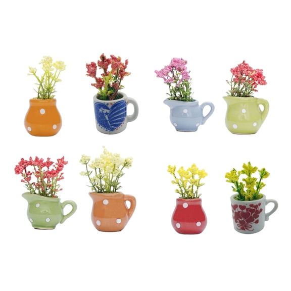 8Pcs Mini Magnetic Bud Vases Resins Flower Pot For Fridge Kitchen Office Decors