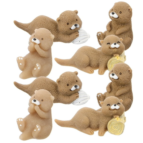 8Pcs Miniature Figurines Landscape Otters Ornaments Small Otters Decorations Otters Decor