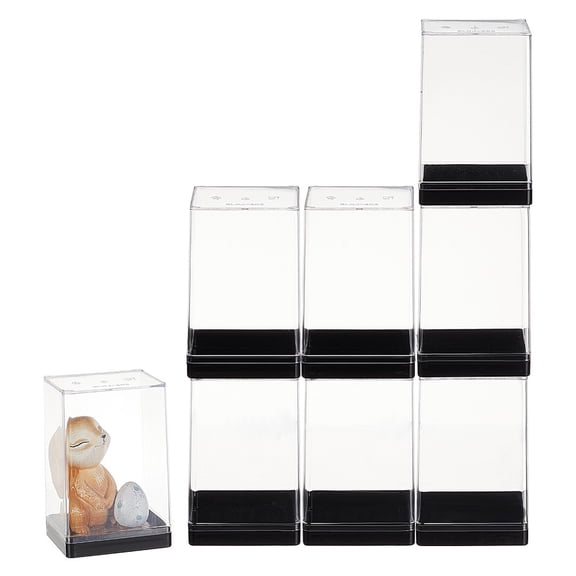 8Pcs Minifigures Display Case Action Figure Storage with Black Base Acrylic Building Block Display Box Clear Display Case 2.5x2.2x3.8 Inch