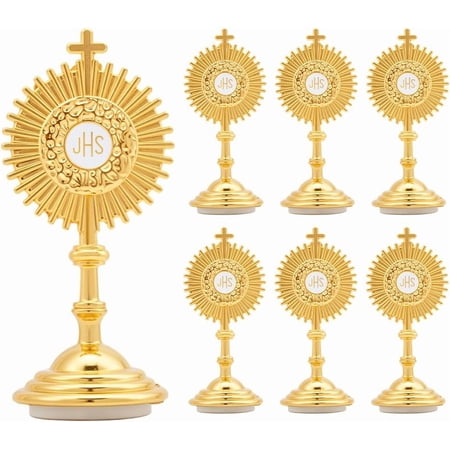 8Pcs Monstrance Decor 2.56 Inch Standing Metal Crucifix Alloy Christian Communion Statue Ornament Small Metal Crucifix Ornament