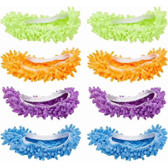 8Pcs Mop Slippers Shoes Cover Dust Duster Slippers Floor Cleaning Tools Shoe Cover Washable Reusable Microfiber Foot Socks Cleaners Sweeping Coral Velvet Silent Shoe Cover