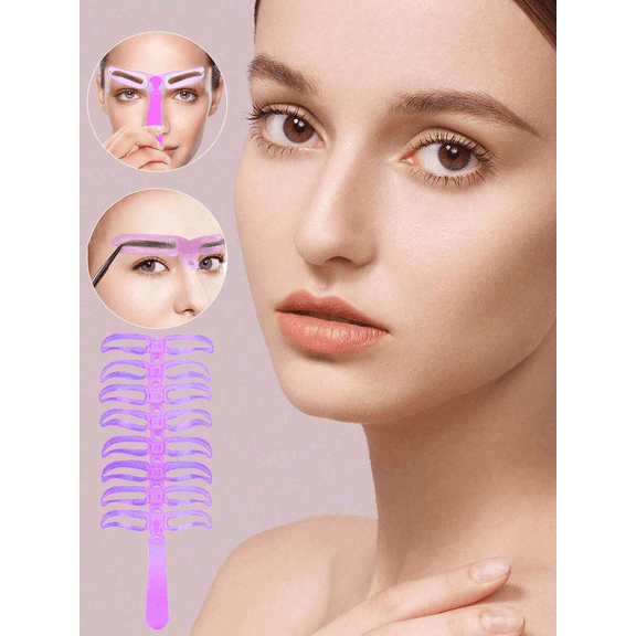 8Pcs Multi Style Eyebrow Shaping Stencil Reusable Symmetrical Brow Drawing Guide Template Makeup Aid Tool
