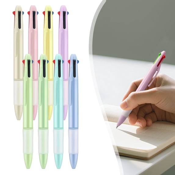 8Pcs Multicolor Ballpoint Pen 1.0mm, 4-In-1 Retractable Colored Pens ...