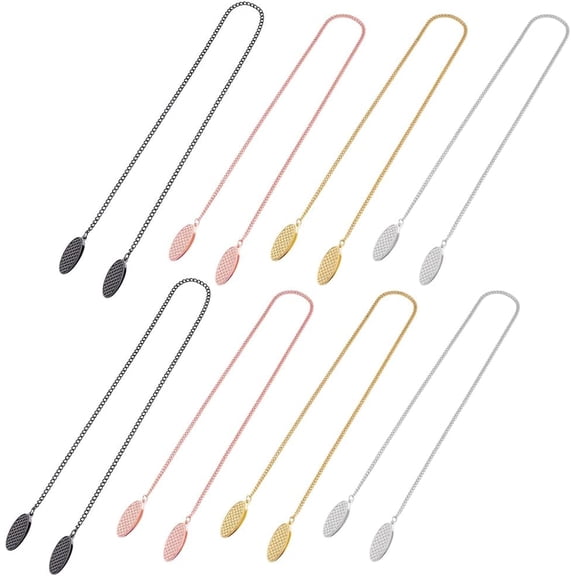 8Pcs Napkin Clips Bib Holder Clips with Flexible Adjustable Chains Gold/Platinum/Rose Gold/Gunmetal Oval Alloy Multi-color