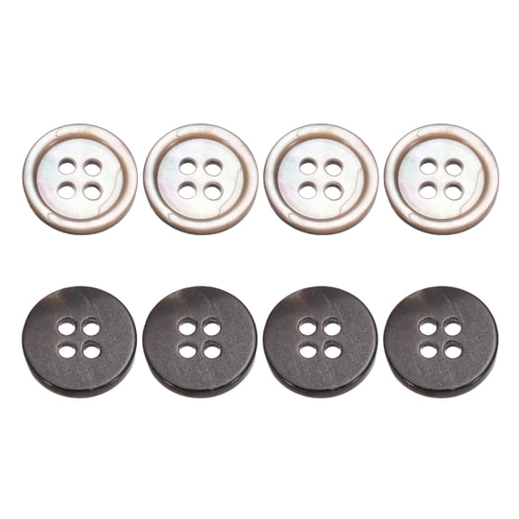 8Pcs Natural Shell Buttons,12.5mm 4 Holes Pearl Button,Black Silver