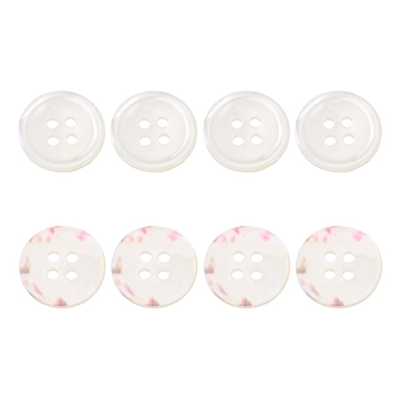 8Pcs Natural Shell Buttons,15mm 4 Holes Pearl Button,Shiny White