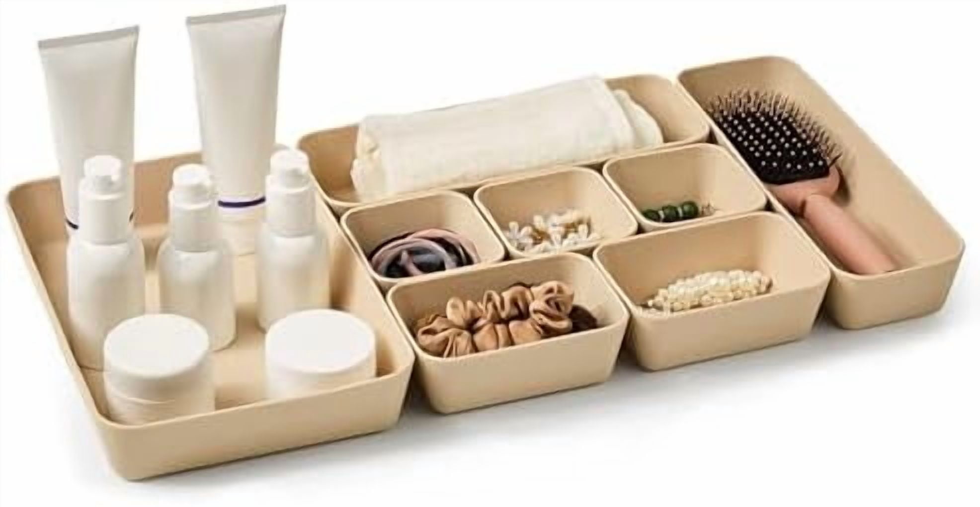 8Pcs Nesting Silicone Drawer Organizer Trays, 4 Size Versatile Vanity ...