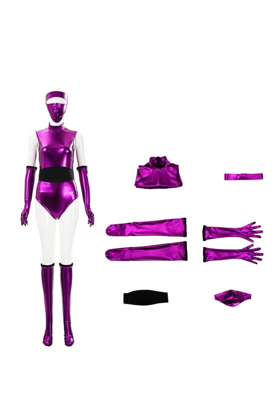 8Pcs Ninja Bodysuit, Ninja Role Play Outfit, Futuristic Villain Fancy Dress, Ninja Cosplay, Comic Con Attire, Women's Ninja Suit Bodysuit Cosplay Costume With Mask and Gloves, XS