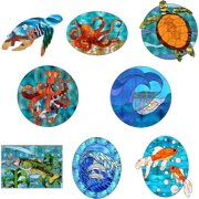 8Pcs Ocean Theme Window Stickers Animals Static Cling Glass Sticker Decals Decor PVC Art for Home Nursery Bedroom Bathroom Glass Door DecorationsTurtles Dolins Fish Octopuses Shells 1set