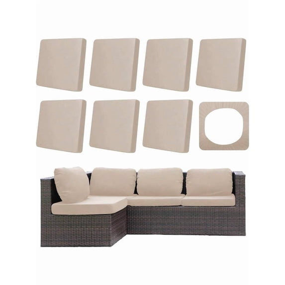 8Pcs Outdoor Cushions Covers Waterproof Patio Cushion Covers Stretch Cushion Covers Replacement Cushion Slipcovers Furniture Cushion Covers Beige 8PCS