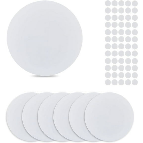 8Pcs PP Plastic Wall Hole Cover Sheets with 60PCS Plastic Stickers 152mm PVC Material Dustproof Cover Plate Flat Round Frosted Blank Plate