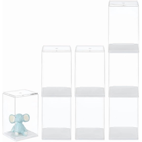 8Pcs PS Plastic Action Figure Display Cases Rectangle Clear 6.4x5.5x10.2cm for DIY cratf